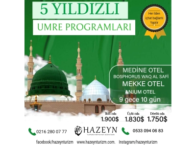 KASIM ARA TATİLDE 5 YILDIZLI UMRE