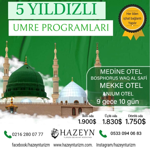 KASIM ARA TATİLDE 5 YILDIZLI UMRE